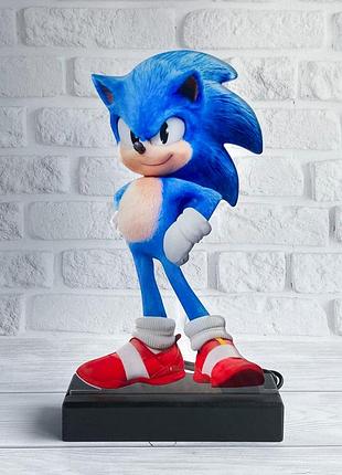 Детский ночник ёж соник sonic на черной подставке