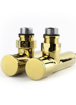 Кран кутовий для сушарок для рушників raftec 1/2"х1/2" подовжений, золото, 2 шт.