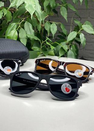 Чоловічі сонцезахисні окуляри ray ban wayfarer 2140 polarized чорні класичні окуляри з поляризацією рей бен чорний матовий