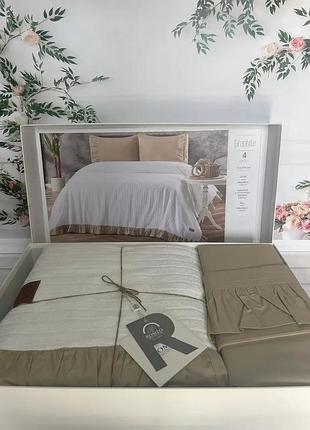 Постельное белье с махровой простыней romeo home евро размер 200 на 220 см graphite