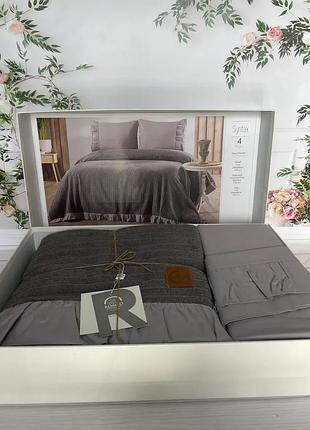 Постельное белье с махровой простыней romeo home евро размер 200 на 220 см syntax