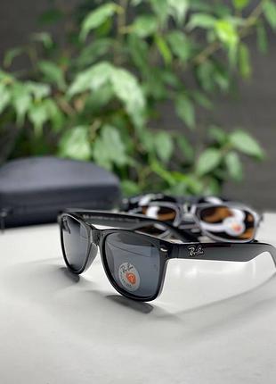 Чоловічі сонцезахисні окуляри ray ban wayfarer 2140 polarized чорні класичні окуляри з поляризацією рей бен чорний глянсовий