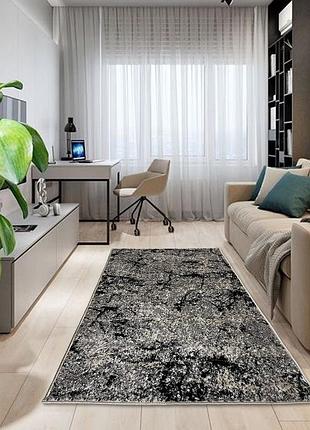 Ковер серый 1.0 х 2.0 м с невысоким ворсом soft shine grey+beige 02624b