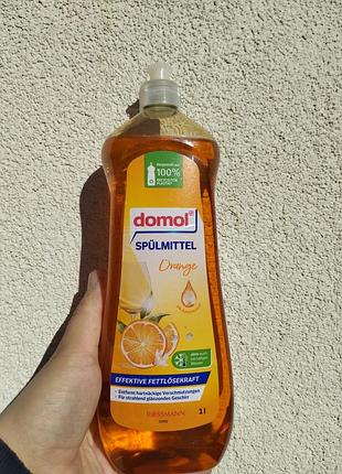 Средство для мытья посуды domol spülmittel orange 1 л - от жира, ph-нейтральный, аромат апельсина