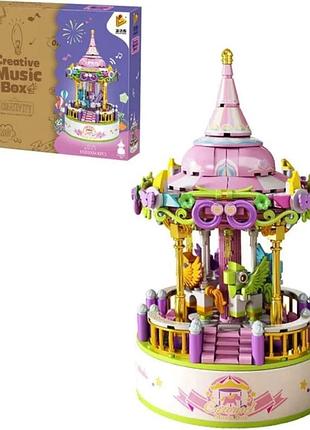 Конструктор creative music box magic carousel fairy tale 430 деталей, мини музыкальная карусель
