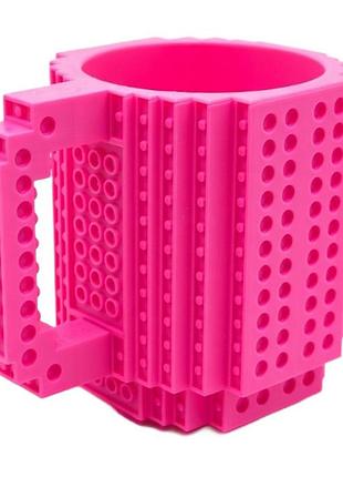 Конструктор-кухоль для напоїв build-on brick mug подарунковий 350 мл рожевий