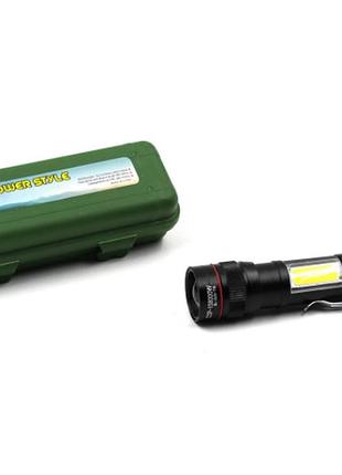 Маленький компактный светодиодный аккумуляторный фонарь bailong bl-520-t6 cob с кейсом