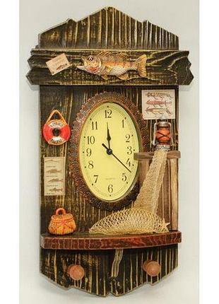 Ключница дерево с часами (41 х 20 см)