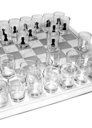 Шахматы алкогольные shot glass chess со стопками, настольная игра для вечеринок, 32 стеклянные рюмки
