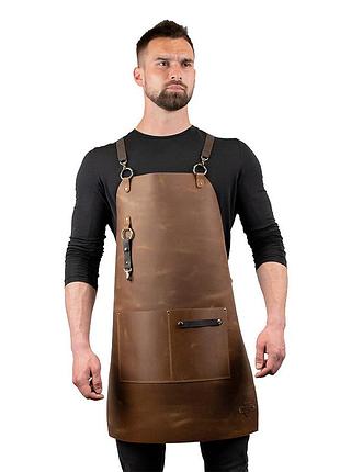 Кожаный фартук daddy smoke для приготовления блюд и bbq светло-коричневый