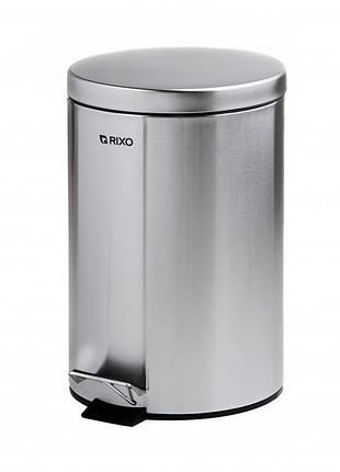 Мусорное ведро rixo solido pb212s матовая нержавейка с педалью 12 л