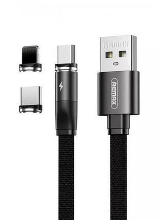 Магнітний usb cable remax rc-169th magnetic 3 in 1 black