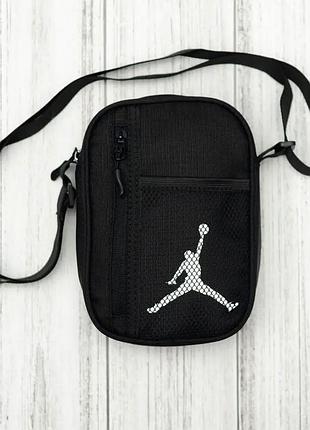 Барсетка jordan черная через плечо rip-stop, компактная сумка унисекс для телефона, документов и ключей
