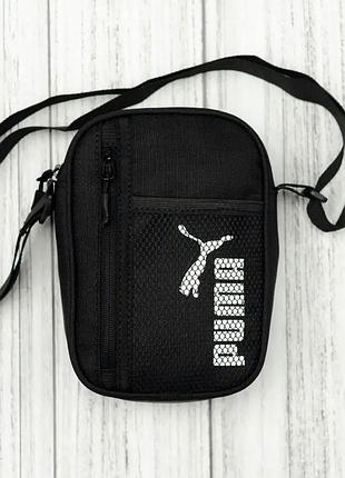 Барсетка puma черная через плечо rip-stop, компактная сумка унисекс для телефона, документов и ключей