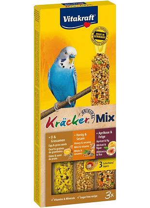 Лакомство vitakraft kracker original trio-mix крекер для декоративных попугаев с медом и фруктами и яйцом 3 шт/уп