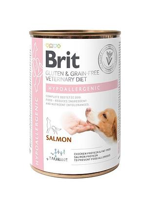 Влажный корм brit grain free veterinary diets hypoallergenic для собак с пищевой аллергией или непереносимостью с лососем и