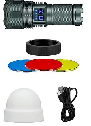 Ручной фонарь yemao ym-g404 tg 30w, 1x14500, зу type-c, zoom