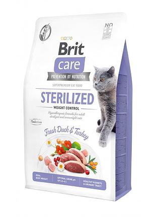 Корм сухой brit care cat grain free sterilized weight control для стерилизованных котов с избыточным весом утка и индейка 2