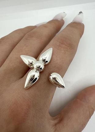 Каблучка кільце перстень monogram flower з позолотою