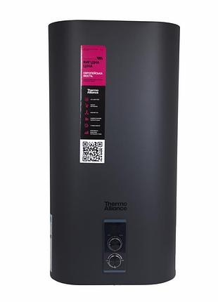 Водонагрівач електричний thermo alliance 50 л black, плоский вертикальний, мокрий тен 2 квт (0,8 + 1,2) dt50v20g(pd)/2в