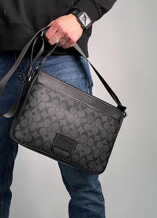 Сумка coach district crossbody in signature canvas - gunmetal/charcoal/black