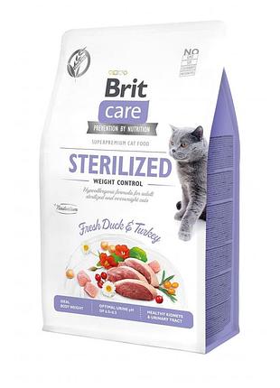 Корм сухой brit care cat grain free sterilized weight control для стерилизованных котов с избыточным весом утка и индейка 40