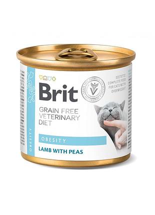 Влажный корм brit grain free veterinary diets obesity для котов при ожирении и избыточном весе с ягненком и зеленым горошком 2