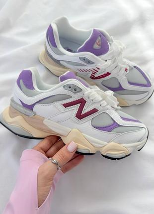 Женские кроссовки new balance 9060 white purple консульт белого беланс белого с фиолетовым цветов