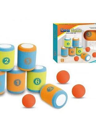 Игрушка банки "cans game" 6 банок 10 см, 3 мячика 6 см