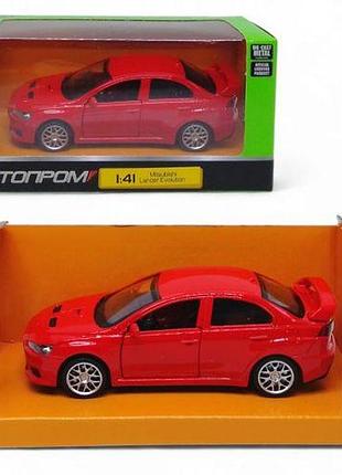 Машинка металева mitsubishi lancer evolution автопром, червона