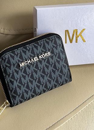 Гаманець жіночий із відділами чорний michael kors маленьке портмоне для грошей на змійці в фірмовому упакуванні
