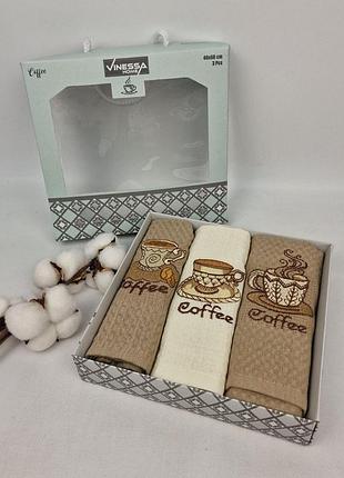 Набір вафельних рушників nilteks 3 шт lux vip coffe
