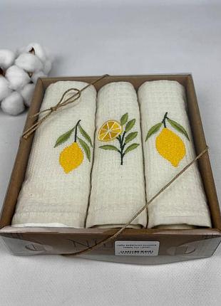 Набір вафельних рушників nilteks 3шт kraft lemon