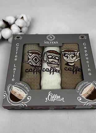 Набор вафельных полотенец nilteks 3 шт packaging coffe 1