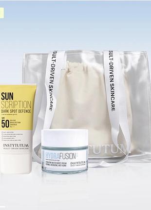 Кремhydrafusion 4d ha hydrating water burst cream, 30 мл класичний сонцезахисний крем sunscription dark spot defence spf50, 50 мл шопер tote bag)
