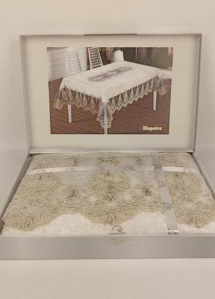 Скатертина велюр maison royale 160x300 klopatra cream