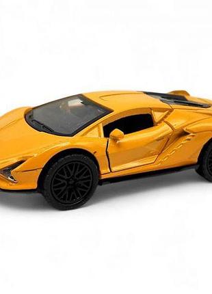 Машинка металева "lamborghini автопром", інерція, двері, жовтогаряча