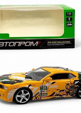 Машинка металева серії автопром "chevrolet camaro" (жовтий із візерунками)