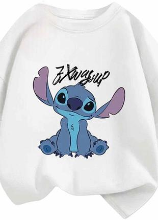 Футболка детская стич, stitch белая, хлопок