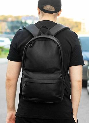 Городской рюкзак из эко кожи фактруний в черном цвете vector black на 18 литров унисекс