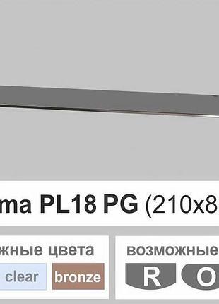 Скляна полиця настінна навісна прямокутна commus pl18 pg (210х800х8мм)