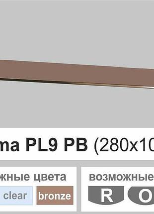 Полиця скло настінна навісна прямокутна commus pl9 pb (280х1000х8мм)