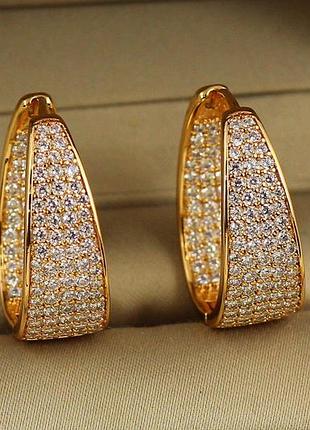 Серьги кольца хuping jewelry сияние олимпа 2,5 см золотистые love-shopping