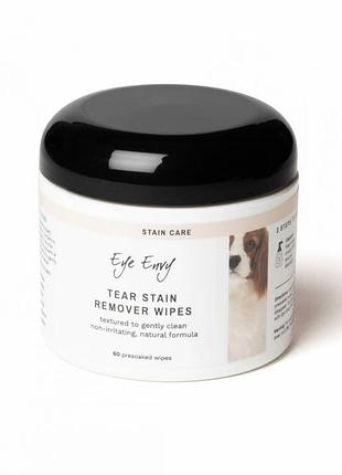 Серветки eye envy з лосьйоном tear stain remover wipes від слізних плям для собак в банке 60 шт