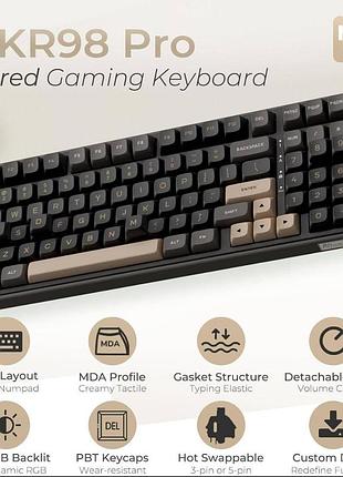 Механическая клавиатура royal kludge rk r98 pro (три режима, hotswap) «раскладка azerty (франция)»