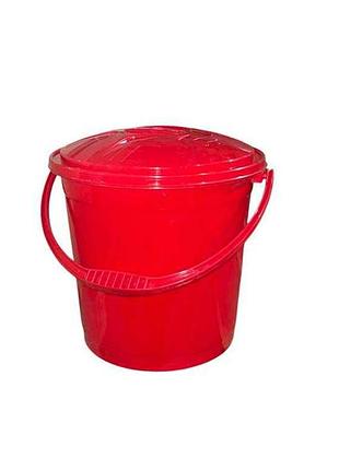 Ведро пл. пищевое 10л с крышкой красное тм r-plastic