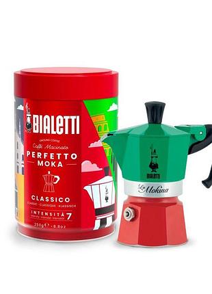 Кава bialetti perfetto moka classico 7 (from italy with love) помел для мока, середня обжарка, 50% арабіка/50% робуста