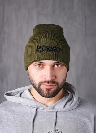 Шапка з відворотом від intruder у кольорі хакі