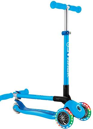 Складний самокат globber primo foldable lights з підсвічуванням sky blue