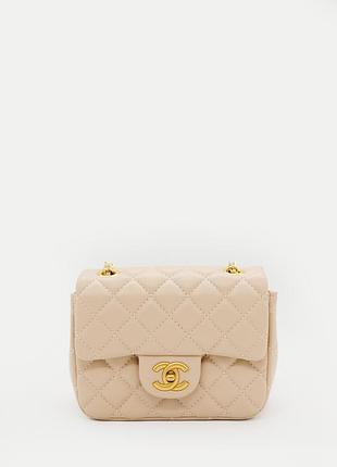 Chanel mini 17 classic flap bag in beige with gold 17 см
